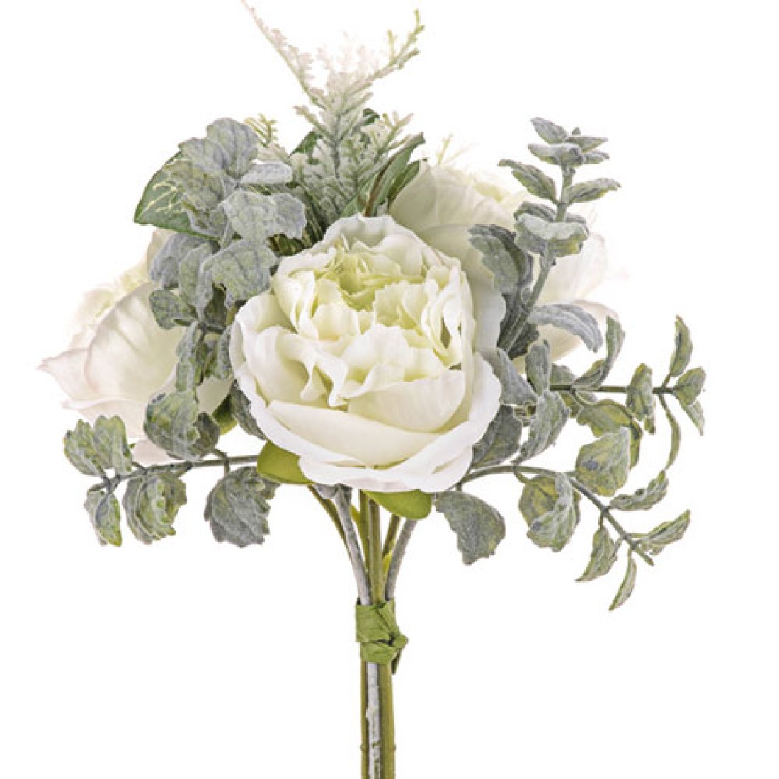Artificial Posy Wedding Bridal Bouquets with Tulle Bowknot in Ivory